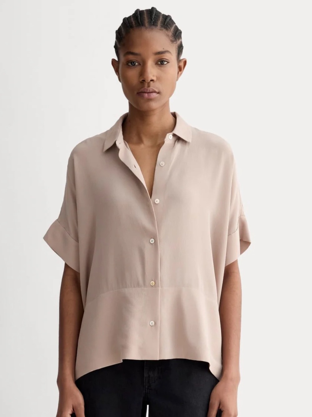 Everlane The Boxy Silk Shirt